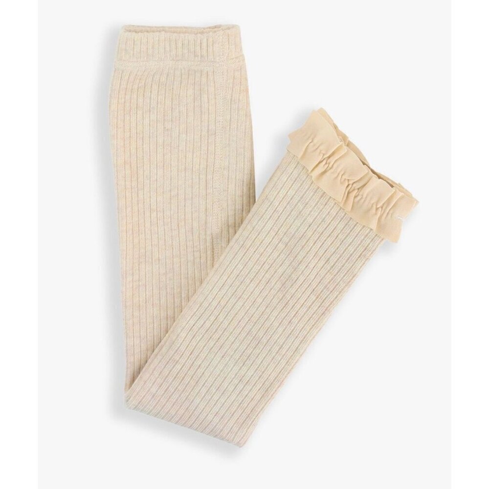 Ruffle Butts Rugged Butts Baby Footless Ruffle Tights NEW Heather Oatmeal Ribbed - Picture 1 of 5